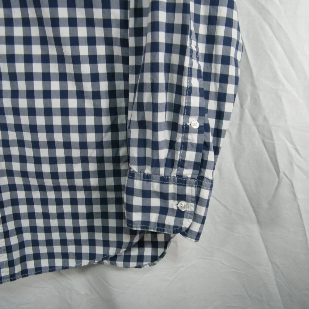 J.‎ Crew Navy Gingham Button Down Shirt Mens M Classic Prep Cottagecore Cotton